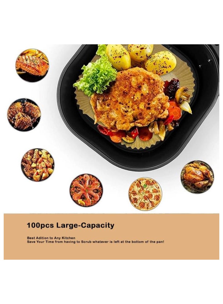 SOLARAE 100pcs Square Air Fryer Paper Liners – 20cm Non-Stick Disposable Parchment Paper for Baking & Roasting - Image 3